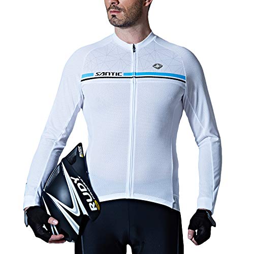 Santic Maillot Bicicleta Hombre Manga Larga MTB Maillot Ciclismo Hombre Otoño/Invierno White EU XXL