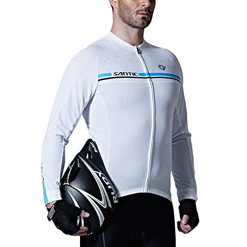 Santic Maillot Bicicleta Hombre Manga Larga MTB Maillot Ciclismo Hombre Otoño/Invierno White EU XXL