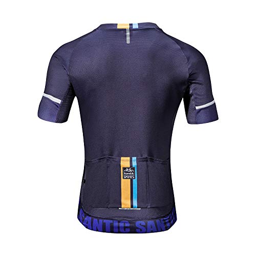 Santic Maillot Ciclismo Hombre Verano Maillot Bicicleta Montaña Bike MTB Camiseta con Mangas Cortas Azul EU M