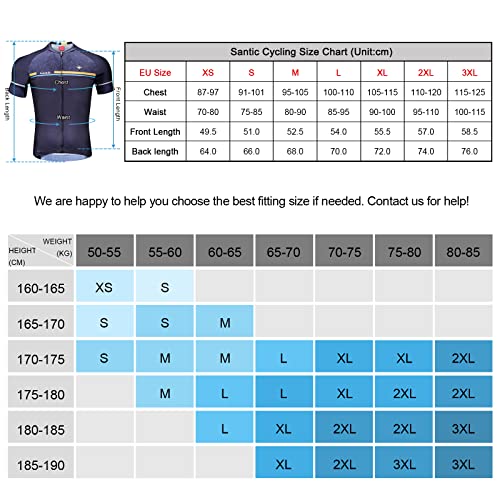 Santic Maillot Ciclismo Hombre Verano Maillot Bicicleta Montaña Bike MTB Camiseta con Mangas Cortas Azul EU M