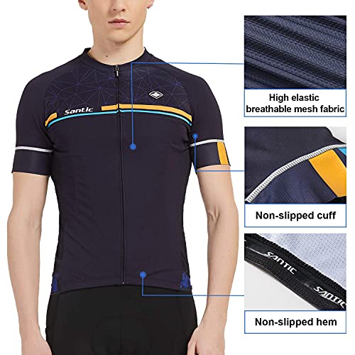 Santic Maillot Ciclismo Hombre Verano Maillot Bicicleta Montaña Bike MTB Camiseta con Mangas Cortas Azul EU M