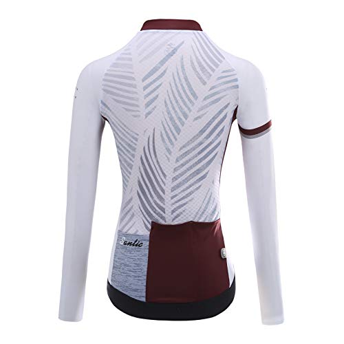 Santic Maillot Ciclismo Mujer Manga Larga Maillot Bicicleta Montaña Camiseta Ciclismo con Bolsillos Rojo EU M