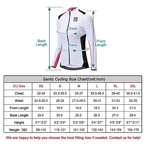 Santic Maillot Ciclismo Mujer Manga Larga Maillot Bicicleta Montaña Camiseta MTB con Bolsillos Fino Blanco EU XS