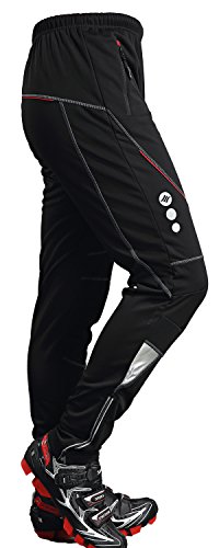 Santic Pantalon Bicicleta Hombre Largo Pantalones Ciclismo MTB Montaña Invierno con Forrados de Lana adentro Térmicos Negro EU XS