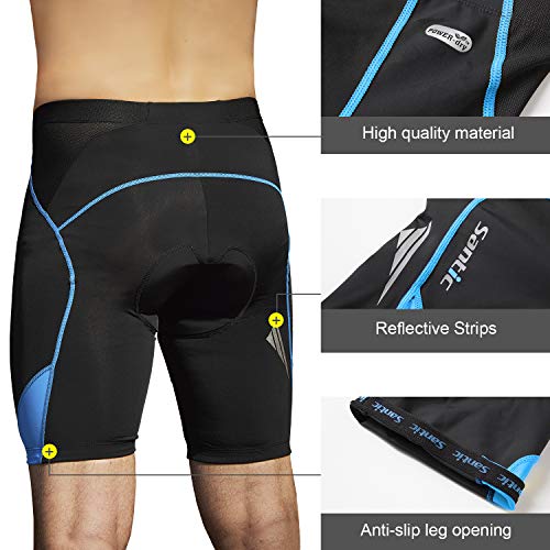 Santic Pantalon Ciclismo Hombre Corto Pantalones Bicicleta Hombre Montaña/MTB Acolchado con Badana/Almohadilla Azul EU XXXL