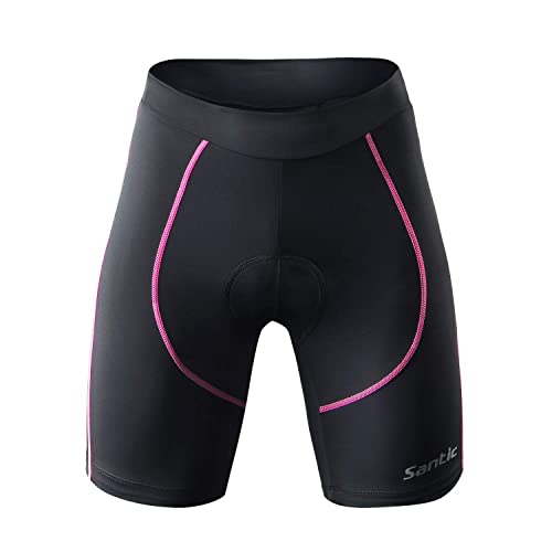 Santic Pantalon Ciclismo Mujer Corto Pantalones Bicicleta Mujer Montaña/MTB para Verano con la Badana/Almohadilla Rosa EU XL