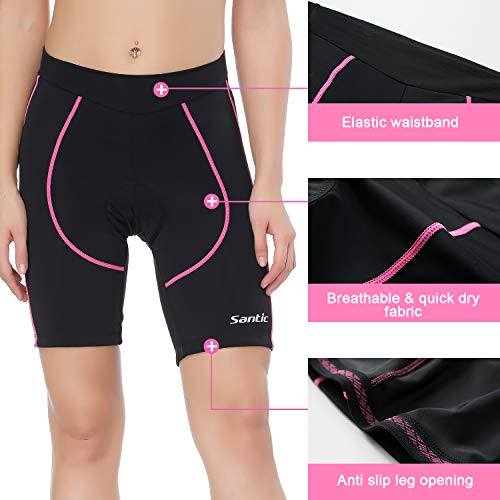 Santic Pantalon Ciclismo Mujer Corto Pantalones Bicicleta Mujer Montaña/MTB para Verano con la Badana/Almohadilla Rosa EU XL