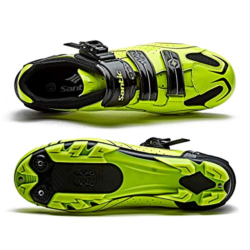 Santic Zapatillas Ciclismo MTB Zapatillas Bicicleta Montaña Hombre Zapatos Ciclismo Calzado Bicicleta Montaña Verde EU 45