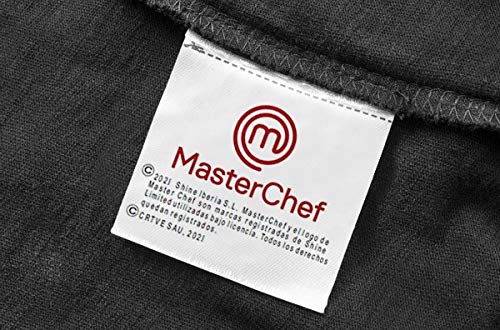 SAQUITOMAGICO Delantal Oficial Masterchef Personalizado con tu Nombre Bordado.Producto con Licencia Oficial (blanco personalizado)