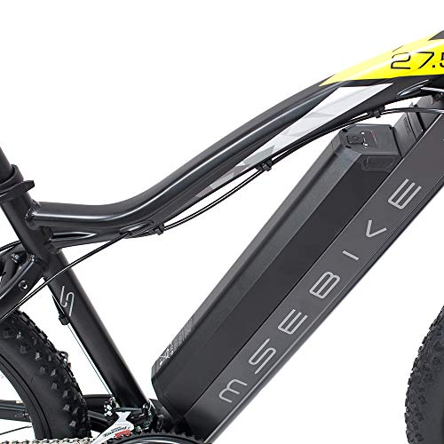 SAWOO Bicicleta de montaña eléctrica de 27,5 Pulgadas 400W 13ah Freno de Disco de batería extraíble, Shimano 21 velocidades, Bicicleta eléctrica de Playa para Adultos