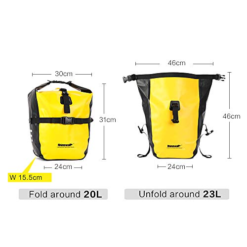 Selighting Bolsa Alforja Trasera para Bicicleta 20L, Grande Bolsa Bicicleta Multifunción Carretera MTB Bicicleta de Montaña (Amarillo)