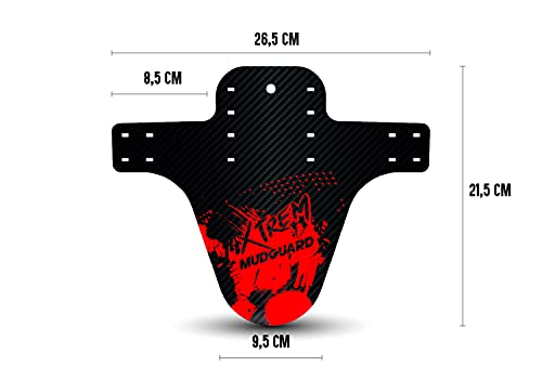 Seribas Guardabarros MTB-2 Unidades Incluye Bridas-Guardabarros Carbono-Guardabarros Bicicleta montaña-MTB Mudguard (Rojo)