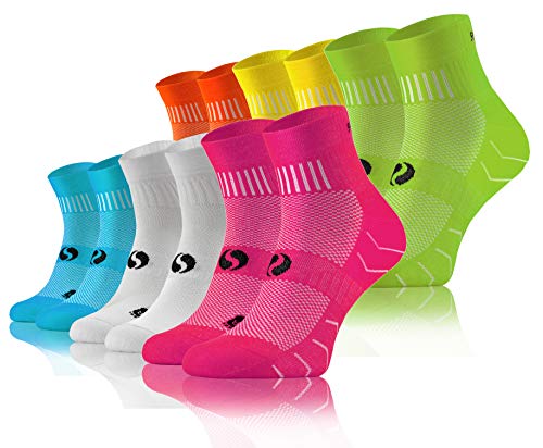 Sesto Senso Calcetines Deporte Colores Mujer Hombre Algodón 3-6 Pares Amarillo Verde Turquesa Blanco Rosa 43-47 6 Pack Naranja