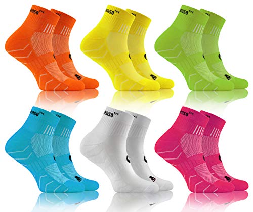 Sesto Senso Calcetines Deporte Colores Mujer Hombre Algodón 3-6 Pares Amarillo Verde Turquesa Blanco Rosa 43-47 6 Pack Naranja