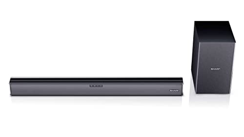 SHARP HT-SBW182 Soundbar 2.1 Slim con Subwoofer inalámbrico, Bluetooth con HDMI ARC/CEC, 160W, audio óptico digital, AUX, Negro, 74 cm