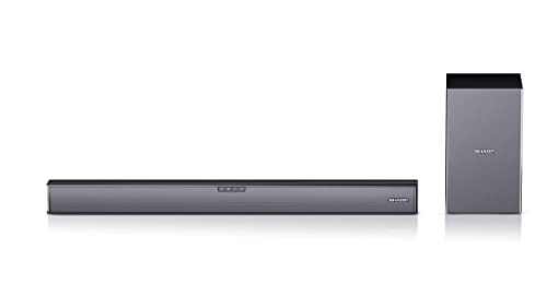 SHARP HT-SBW182 Soundbar 2.1 Slim con Subwoofer inalámbrico, Bluetooth con HDMI ARC/CEC, 160W, audio óptico digital, AUX, Negro, 74 cm