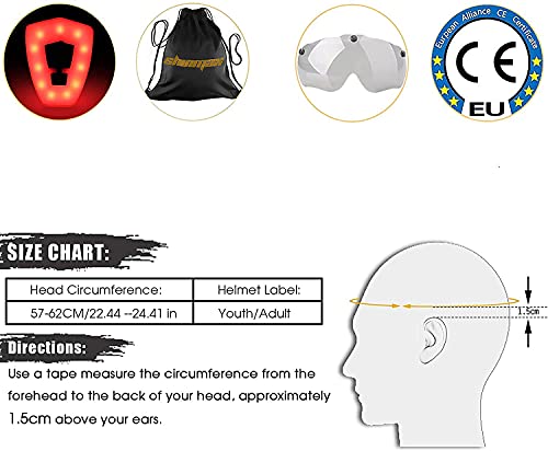 Shinmax Casco Bicicleta,Casco Bicicleta Adulto para con Magnética Visera,Casco MTB con Luz LED Recargable & Cuerda de Seguridad Reflectante,Cascos Bicicleta Montaña,Casco de Bicicleta 57-62CM (RC-088)