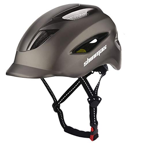 Shinmax Casco Bicicleta,Certificación CE,con luz Trasera LED y Diseño de Cinturón de Seguridad Reflectante,Montar Ski & Snowboard Casco Unisex Cascos Bici Adultos,Cascos Bicicleta Carretera 57-62CM