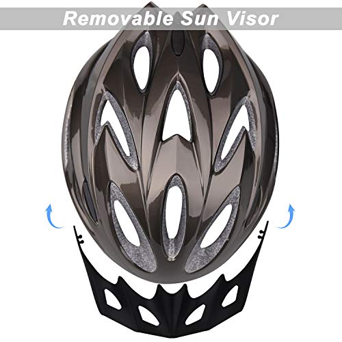 Shinmax Casco de Bicicleta Certificado CE Casco de Bicicleta para Hombre con Visera Desmontable Casco de Ciclismo Ligero Protección Seguridad Tamaño Ajustable Ciclismo Carretera Montaña Adultos