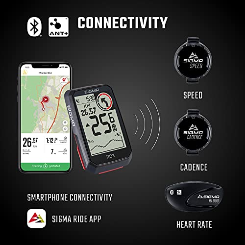 Sigma Sport Rox 4.0 HR Set GPS, Deportes,Ciclismo, Negro, Talla Única