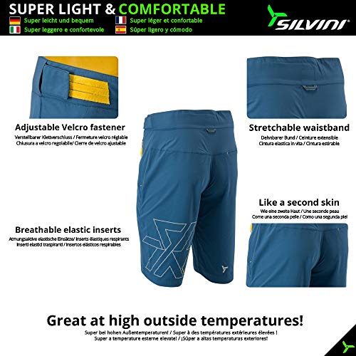 SILVINI META - Pantalones cortos de ciclismo para hombre, muy ligeros, para bicicleta de montaña, Hombre, azul/amarillo, 5XL