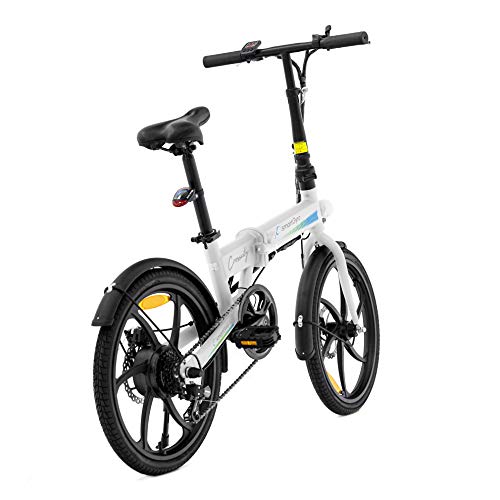 SMARTGYRO Ebike Crosscity White - Bicicleta Eléctrica Urbana, Ruedas de 20", Asistente al Pedaleo, Plegable, Batería extraíble de Litio 36V de 4.4 mAh, Freno de Disco, 6 velocidades Shimano