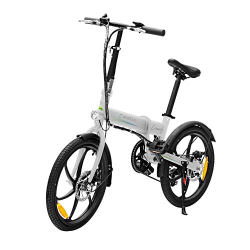 SMARTGYRO Ebike Crosscity White - Bicicleta Eléctrica Urbana, Ruedas de 20", Asistente al Pedaleo, Plegable, Batería extraíble de Litio 36V de 4.4 mAh, Freno de Disco, 6 velocidades Shimano