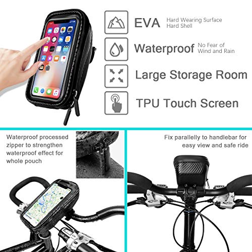 Snowpea Bolsa Manillar Bici Impermeable Bolsa Tubo Bicicleta con Pantalla Táctil Bolsa Marco Bicicleta Bolsa Movil Bici para iPhone XS MAX/XR/X/8Plus Samsung S9/S8 hasta 6,7'' Smartphone