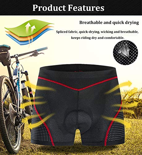 SOLO ACTFIT Pantalones Cortos de Ciclismo para Hombre Bicicleta Ciclismo Ropa Interior Pantalones Cortos Rspirables y Ligeros con 3D Gel Acolchado MTB Bicicleta Pantalones Cortos (Rojo, L)