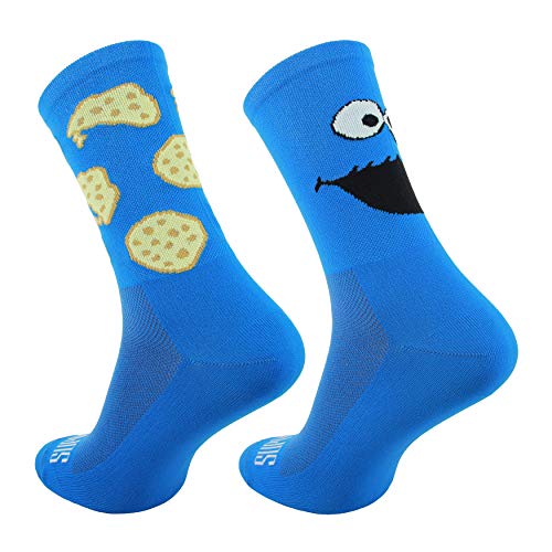 Soporte de calcetines de ciclismo para hombre, tecnología transpirable de fibra antideslizante, unisex, divertidos patrones de ciclista,color Alguien azul, tamaño 10-11 UK / 45-46 EU