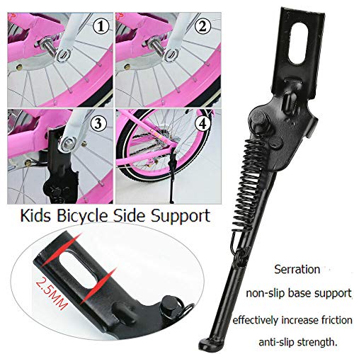 Soporte para bicicleta para niños universal, soporte lateral ajustable para bicicletas de montaña, diámetro de 12, 14, 16, 18, 20 pulgadas, color negro