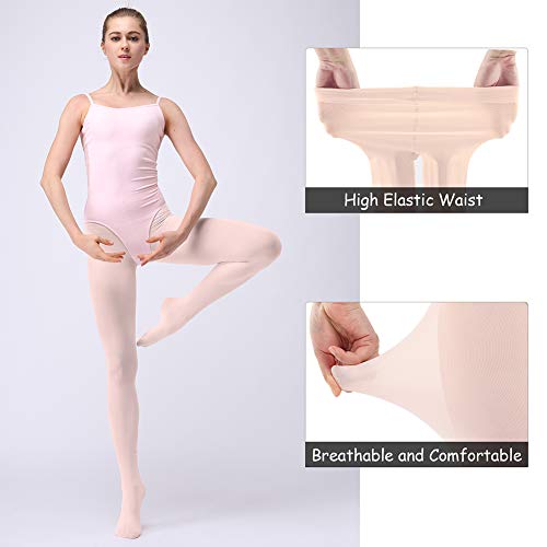 Soudittur Medias de Ballet Danza Para Niñas y Mujer 90 DEN en Rosa 3 Pares, Talla M (125-140 cm)