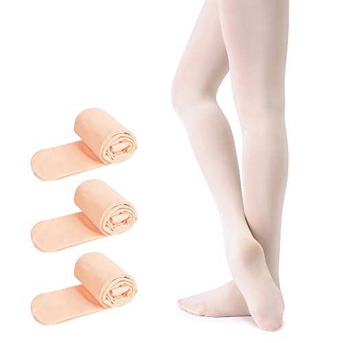 Soudittur Medias de Ballet Danza Para Niñas y Mujer 90 DEN en Rosa 3 Pares, Talla M (125-140 cm)