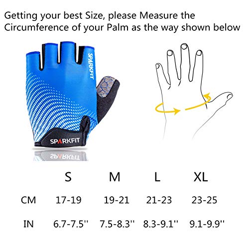 SPARKFIT Guantes de Ciclismo Cortos para Bicicletas de Carretera y Montaña, Guantes para Bicis MTB con Palma Antideslizante Amortiguadora, Lycra Ligera Que Absorbe la Humedad, Compresión Ajustada