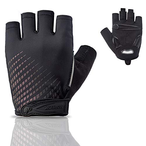 SPARKFIT Guantes de Ciclismo Cortos para Bicicletas de Carretera y Montaña, Multicolor Guantes para Bicis MTB con Palma Antideslizante Amortiguadora, Ajustada Lycra Ligera Que Absorbe la Humedad