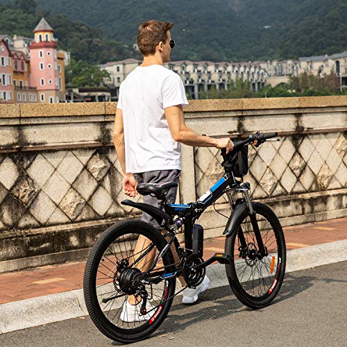 Speedrid Bicicletas eléctricas, Bicicletas Plegables eléctricas de 26 Pulgadas con Ruedas de aleación de magnesio, Bicicletas Electric City para Hombres Adultos Mujeres