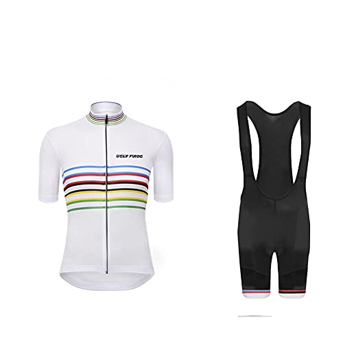 Sports Wear Hombres Maillots de Bicicleta Jersey de Manga Corta + Pantalones Cortos Acolchados Ropa de Ciclismo Respirable Secado Rápido Cómodo