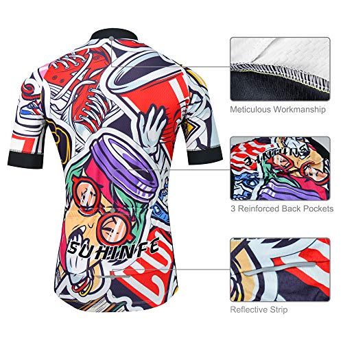 SUHINFE Traje Ciclismo Hombre para Verano, Ciclismo Maillot y Culotte Ciclismo Culote Bicicleta con 5D Gel Pad para Deportes al Aire Libre Ciclo Bicicleta, M