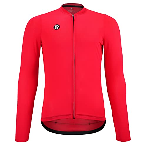 Suisse Blanche. Maillot Ciclismo Manga Larga Hombre (Talla M, Rojo)