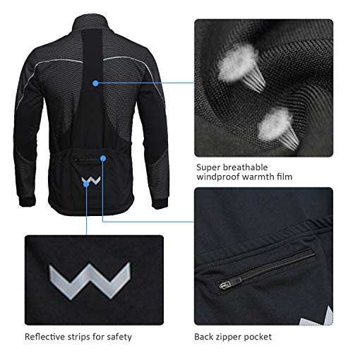 SUKUTU Chaqueta impermeable de ciclismo para hombre Chaquetas de bicicleta transpirables térmicas de lana cálida de invierno a prueba de viento Softshell