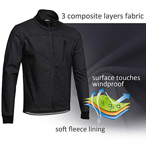 SUKUTU Chaqueta impermeable de ciclismo para hombre Chaquetas de bicicleta transpirables térmicas de lana cálida de invierno a prueba de viento Softshell