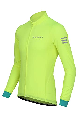 SUNDRIED Camiseta de Ciclismo de Manga Larga para Hombre (Verde, M)