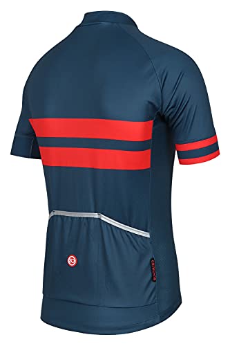 SUNDRIED Camiseta de Manga Corta de Ciclo Jersey Retro Bici del Camino de Bicicletas de montaña Top Hombres (Azul, M)