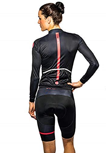 SUNDRIED Ciclo Mujer de Manga Larga de Ciclo Jersey Ropa de la Ropa de la Bici del Camino y Bicicletas de Montaña (Negro, XS)