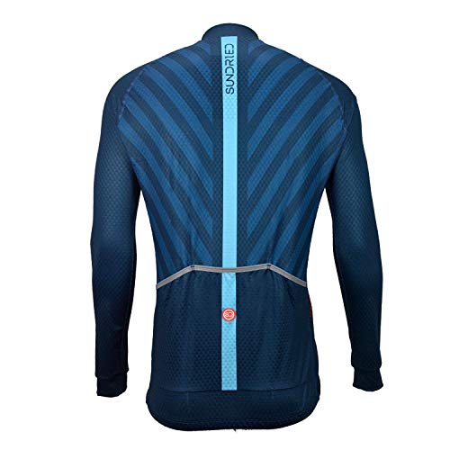 SUNDRIED Pro Ciclo Rango Jersey Manga Larga para Hombre Ropa de Ciclo Profesional Optimizado para Bicicleta de Carretera Bicicleta de montaña (Azul, XL)