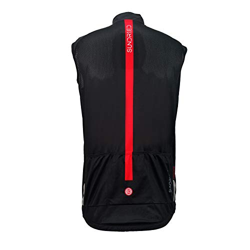 SUNDRIED Pro Cycling Gilet Chaleco de Ciclismo Ligero Chaleco Deportivo para Ciclismo y Carrera (Negro, XXL)