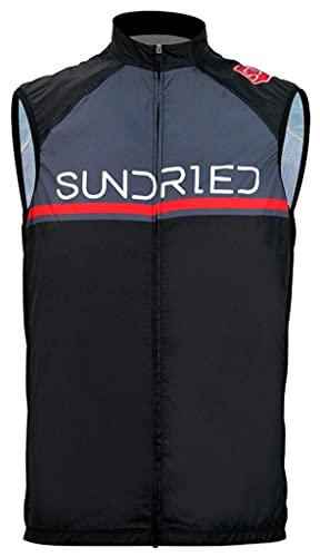 SUNDRIED Pro Cycling Gilet Chaleco de Ciclismo Ligero Chaleco Deportivo para Ciclismo y Carrera (Negro, XXL)