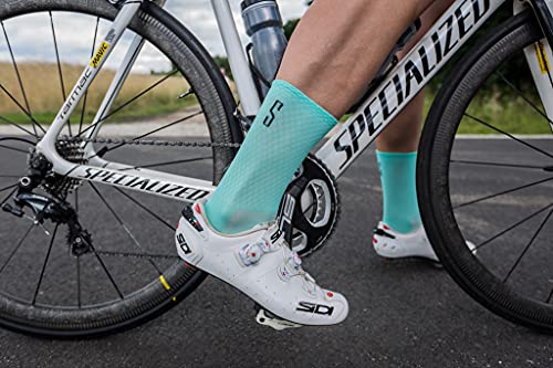 SUPPORT Calcetines de Ciclismo para Hombres tecnología Transpirable Fibra Antideslizante Divertidos Unisex Ciclistas para Senderismo, Caminata, Escalada, Ciclismo, Azure 42-44 EU