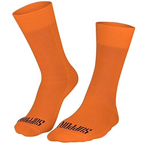 SUPPORT Calcetines de ciclismo súper ligeros para hombre, unisex, accesorios para senderismo, senderismo, escalada, ciclismo, equitación en bicicleta, esenciales, naranja, 42-44