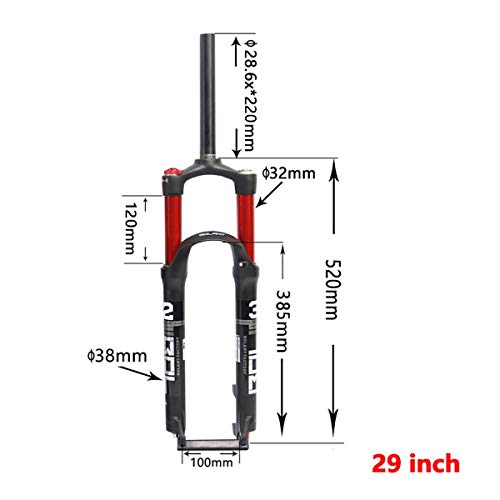 Suspension Fork Horquilla neumática de Carbono,suspensión Bicicleta de montaña Bicicleta MTB Horquilla Tubo de dirección de Carbono, Horquilla neumática con Amortiguador de aleación de Aluminio